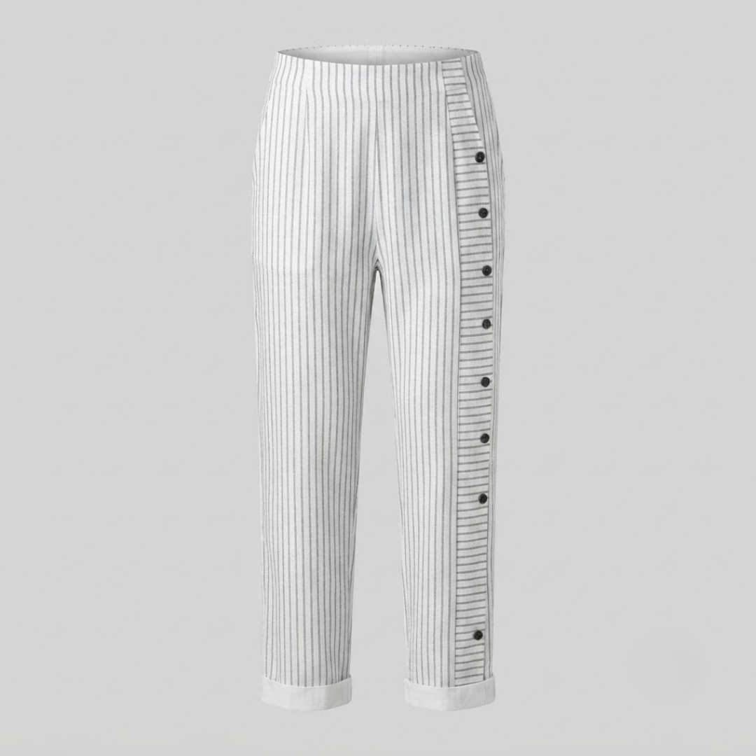 INAYA | Striped trousers with side buttons