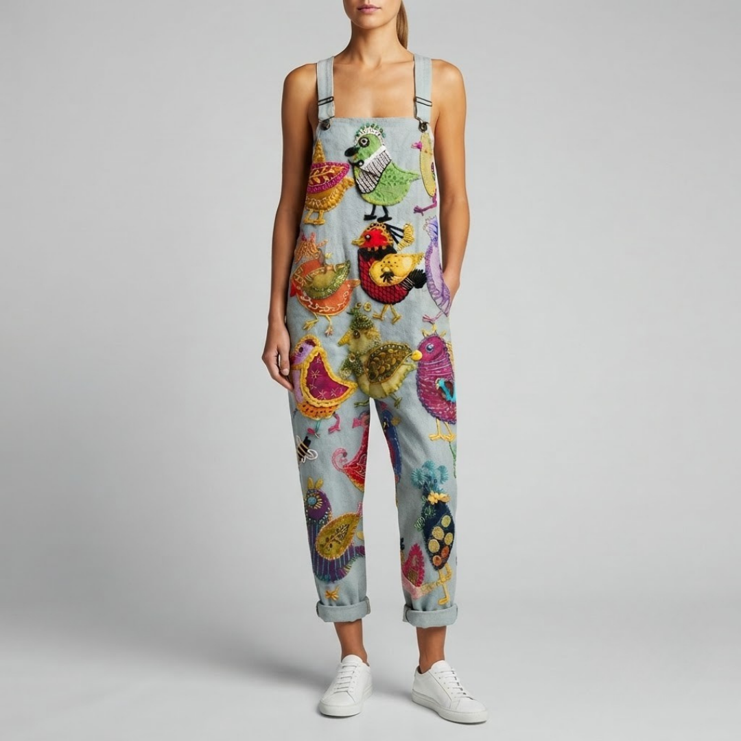 MIA | Wide-leg jumpsuit with bird embroidery