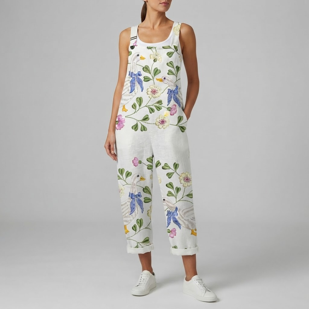 BILLIE | Jumpsuit with goose and floral print