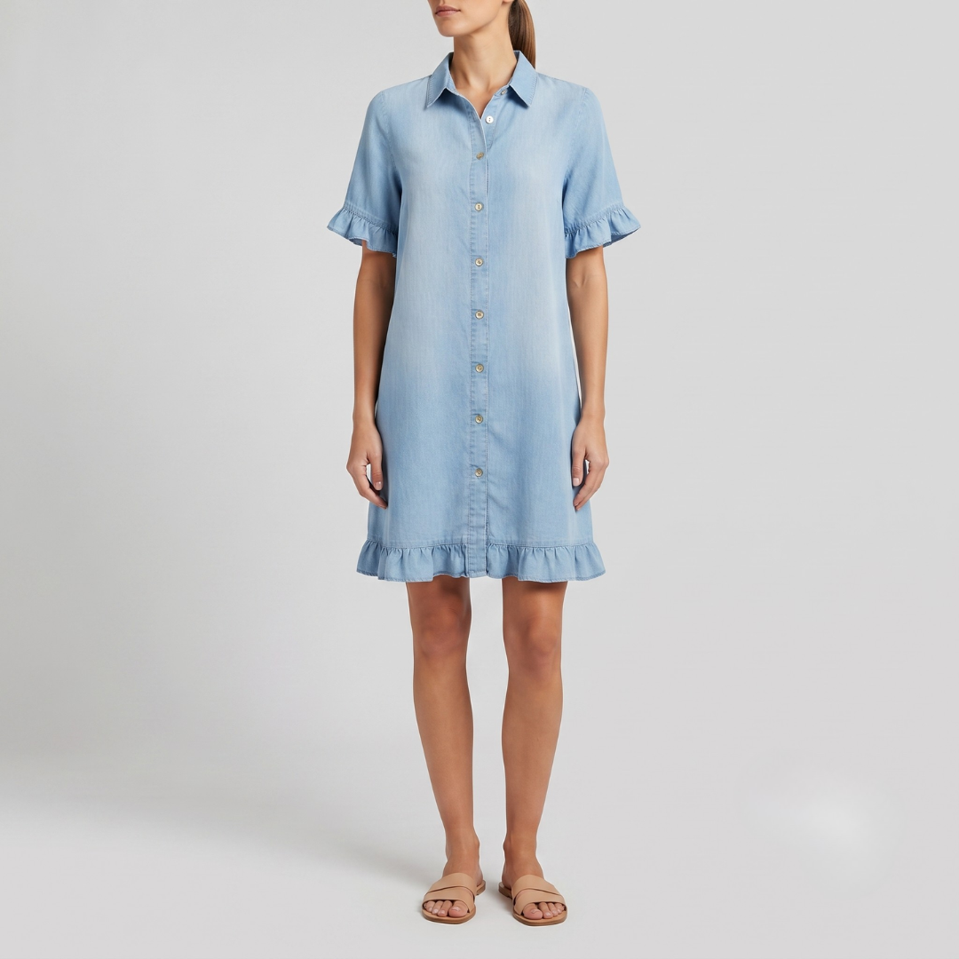 GRACE | Denim dress with ruched detail