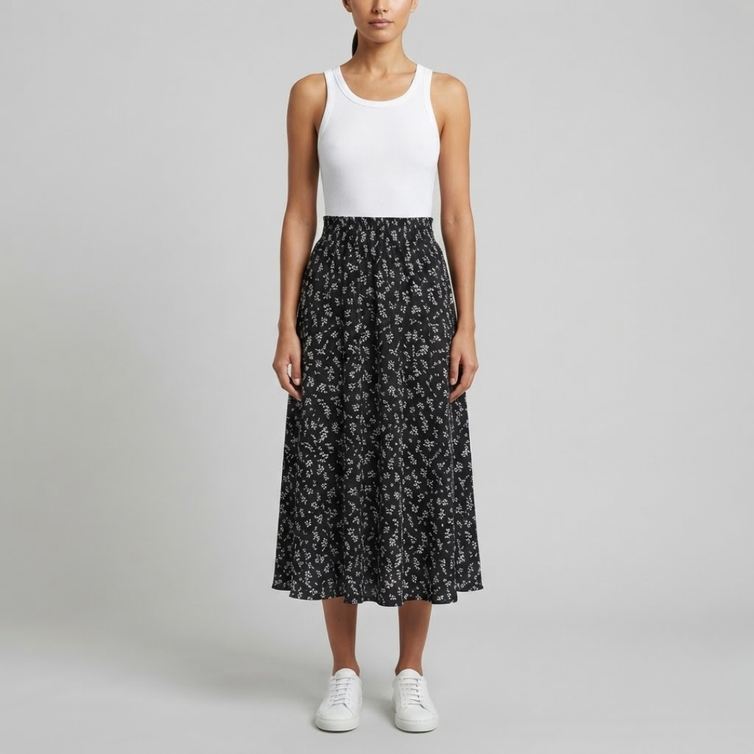 EVE | Skirt with floral pleated detail