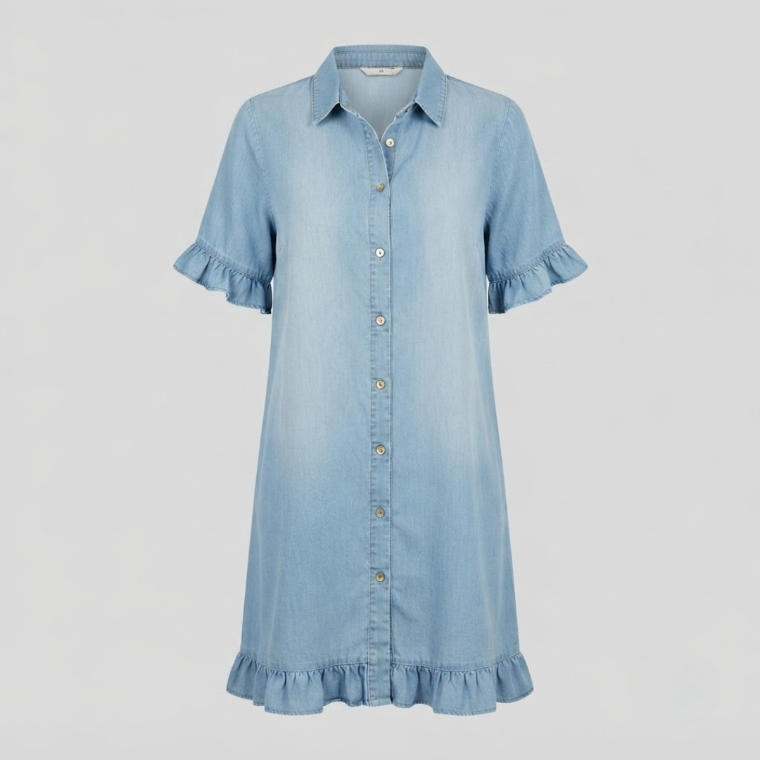 GRACE | Denim dress with ruched detail