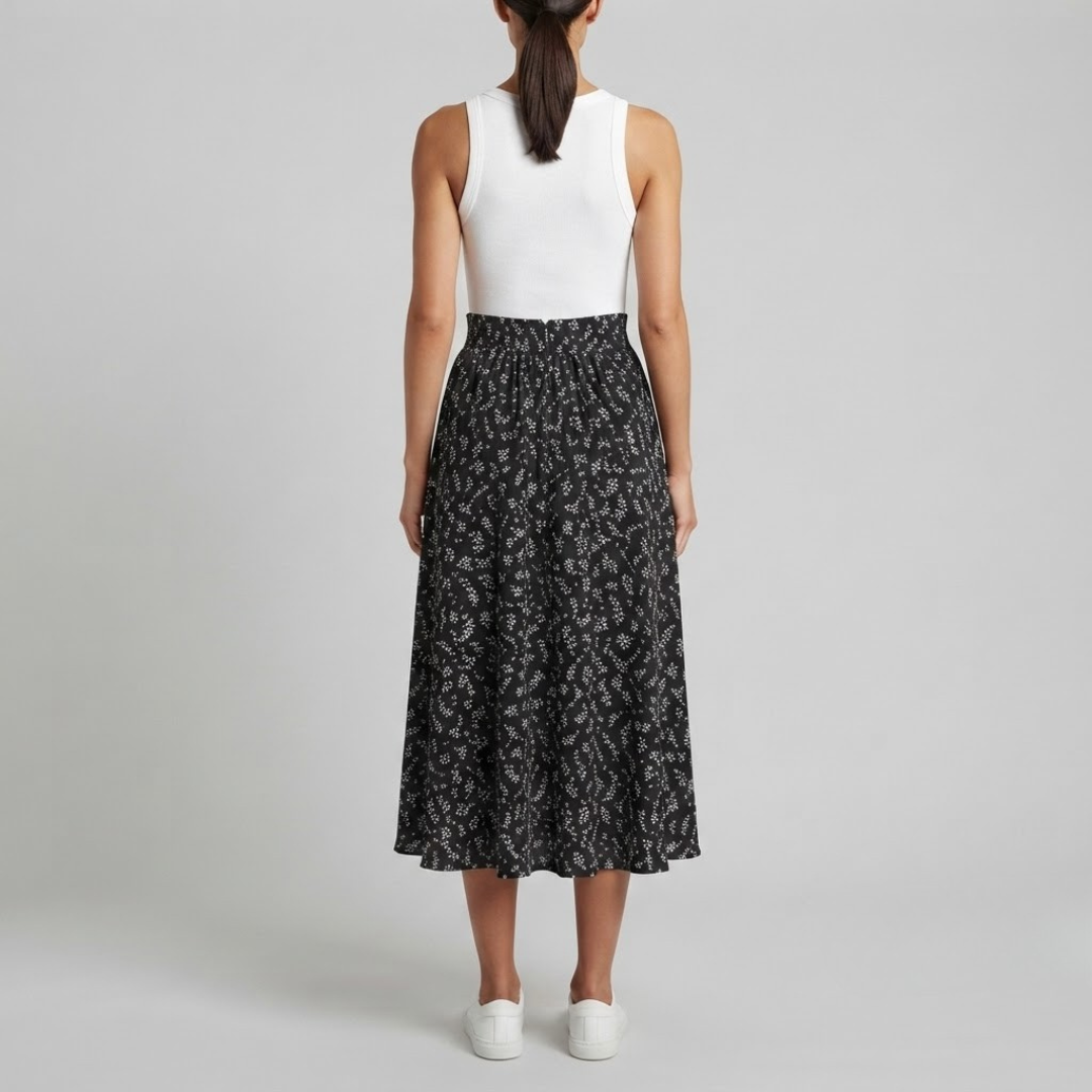 EVE | Skirt with floral pleated detail