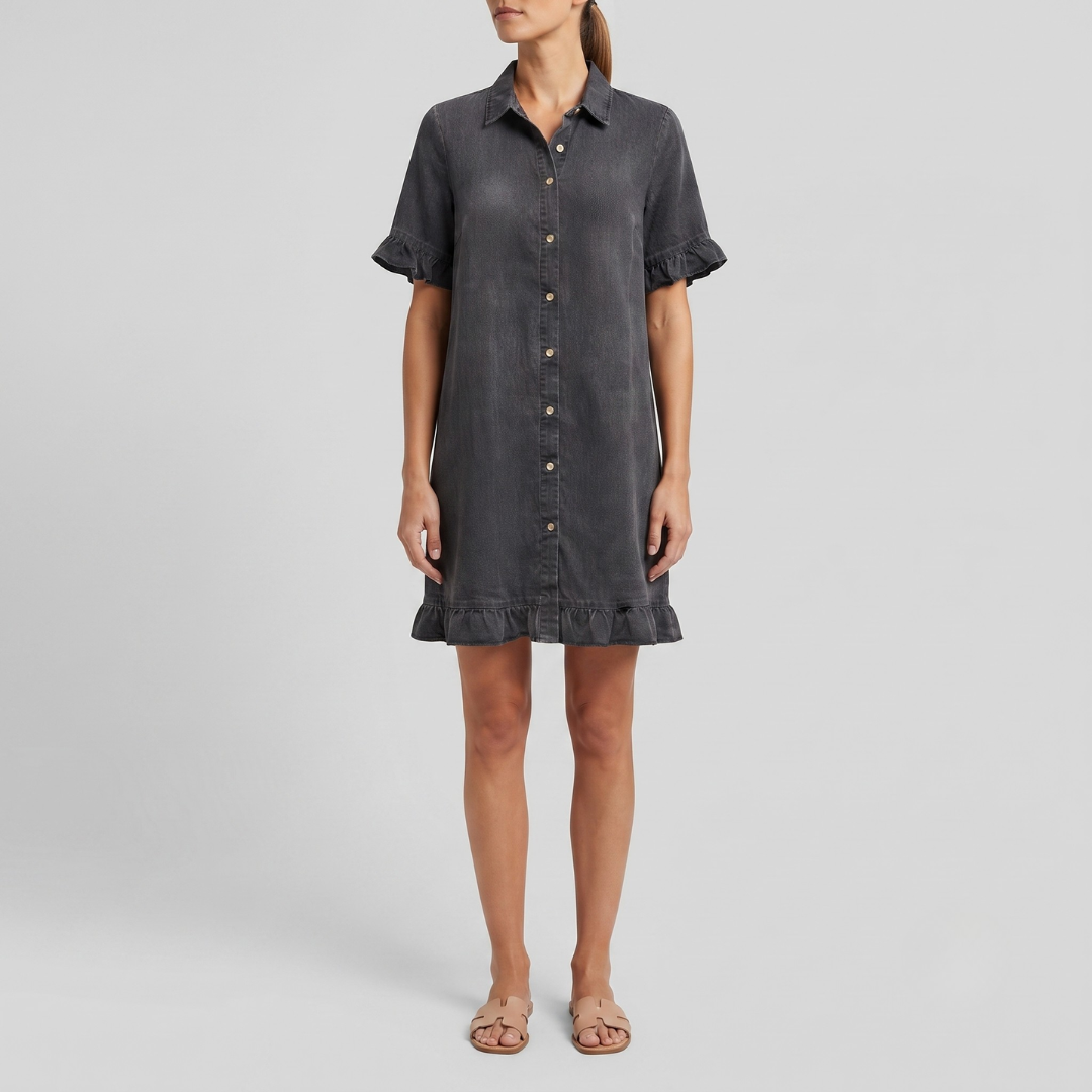 GRACE | Denim dress with ruched detail