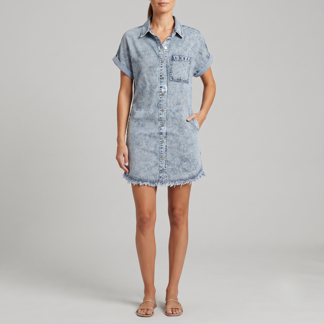 HARPER | Shirt dress with frayed hem