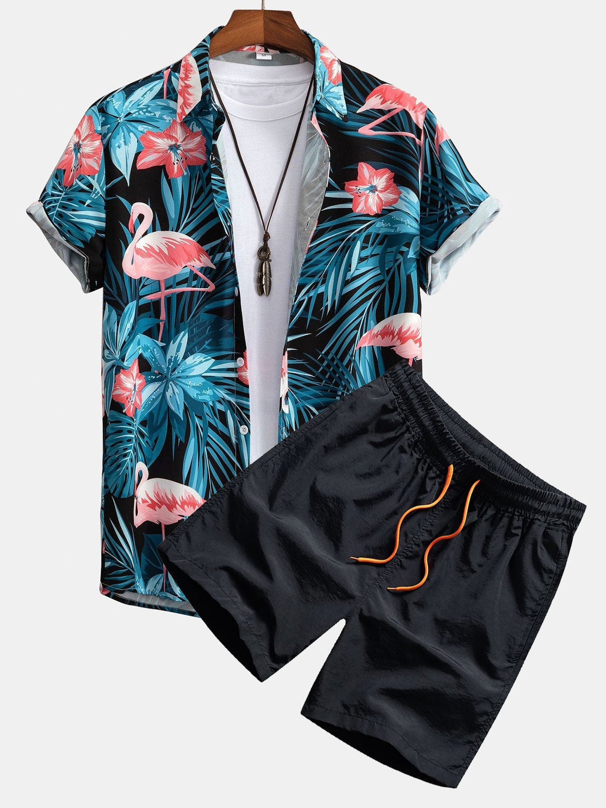 CHARLIE | Set with all-over flamingo print