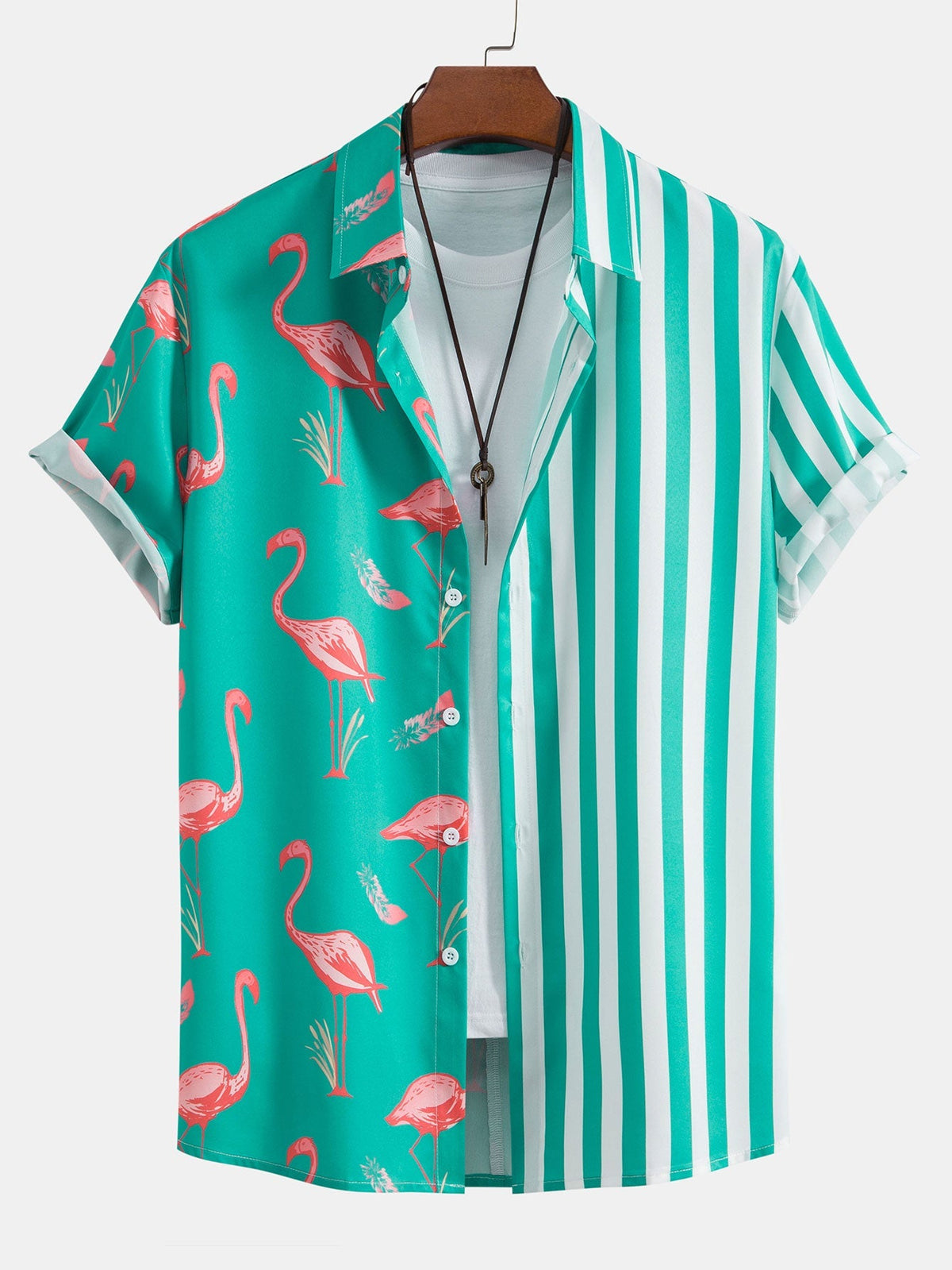 IVY | Set with flamingo stripe shorts