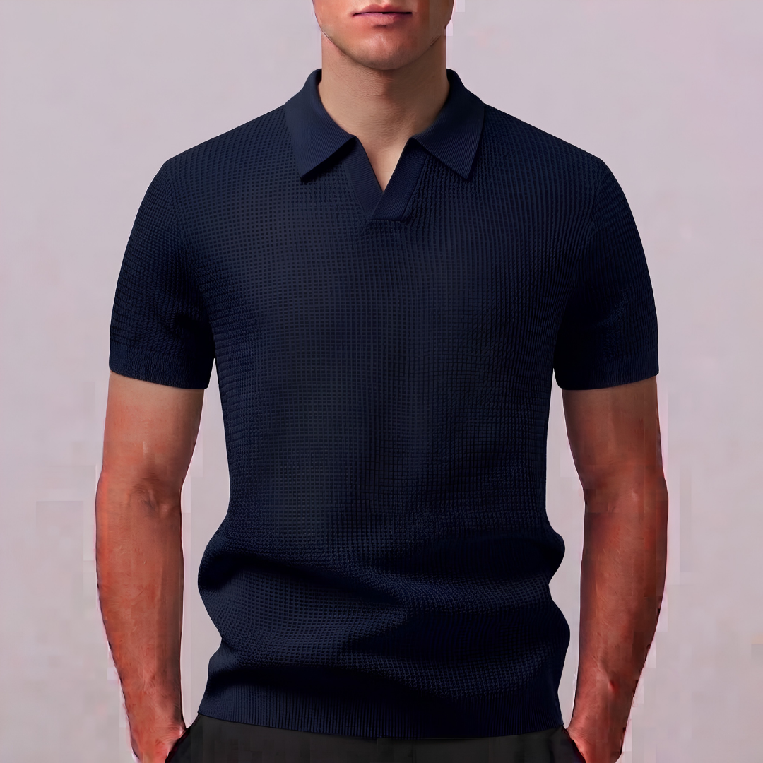 RUFUS | Open-knit polo with Johnny collar