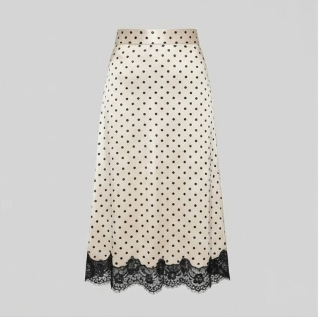 OPAL | Midi skirt with lace trim