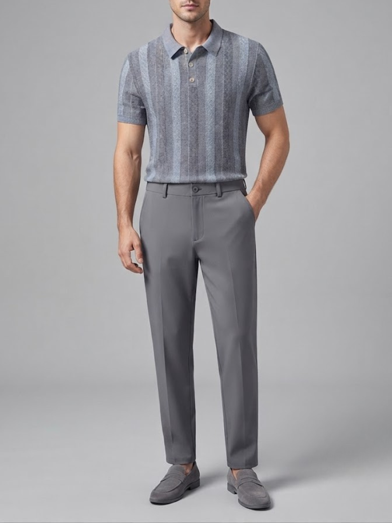 FELIX | Set with striped knit polo