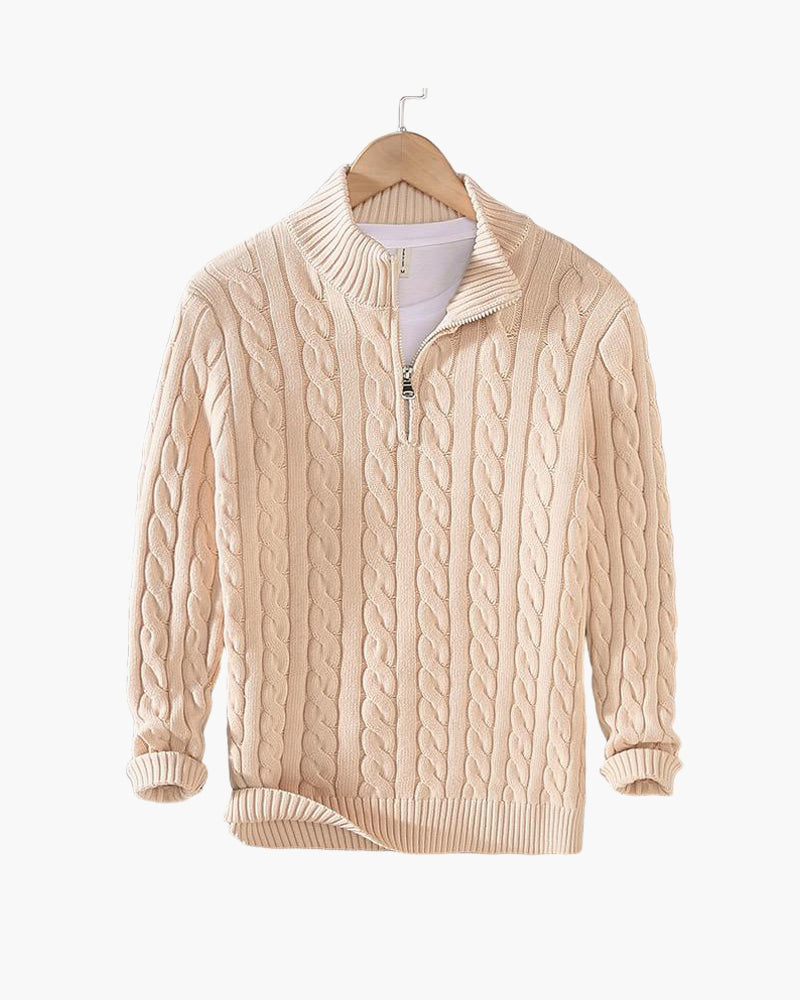 HARRY | Cable-knit sweater with quarter zip