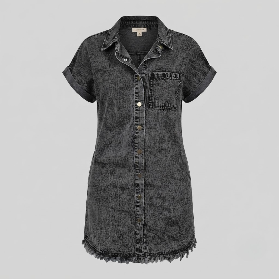 HARPER | Shirt dress with frayed hem