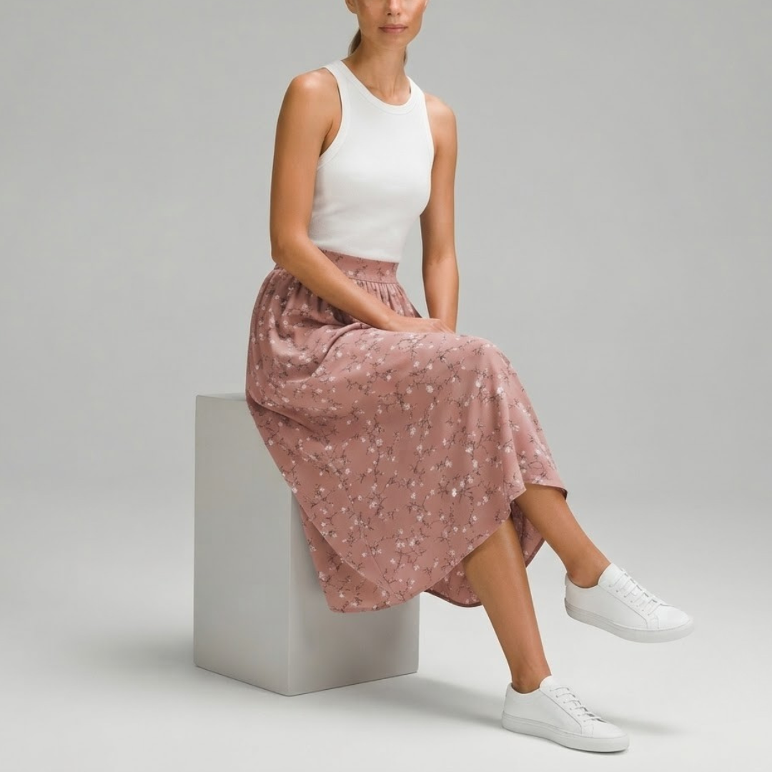 EVE | Skirt with floral pleated detail