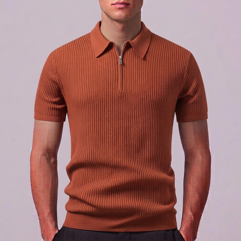 LARA | Zip polo with ribbed knit