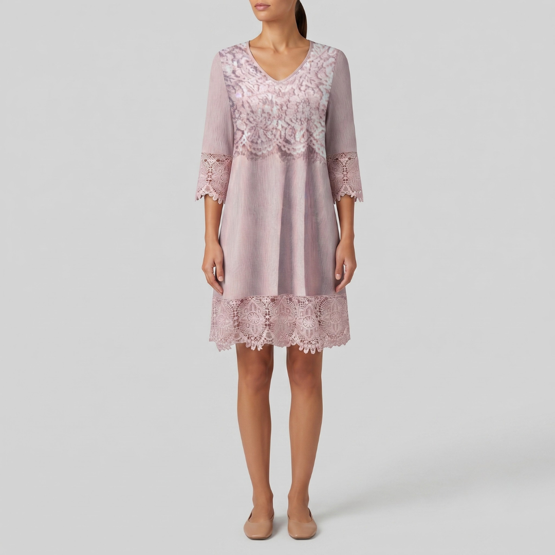 KALISTA | Midi lace dress with V-neck