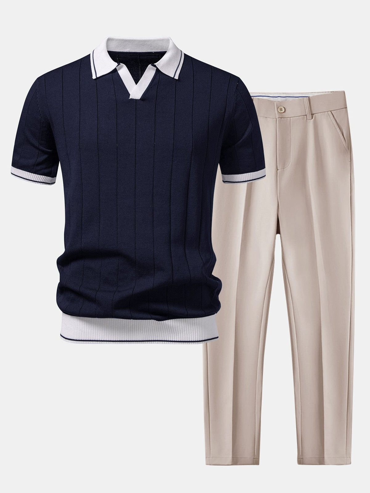 MIA | Set with ribbed polo and tapered trousers