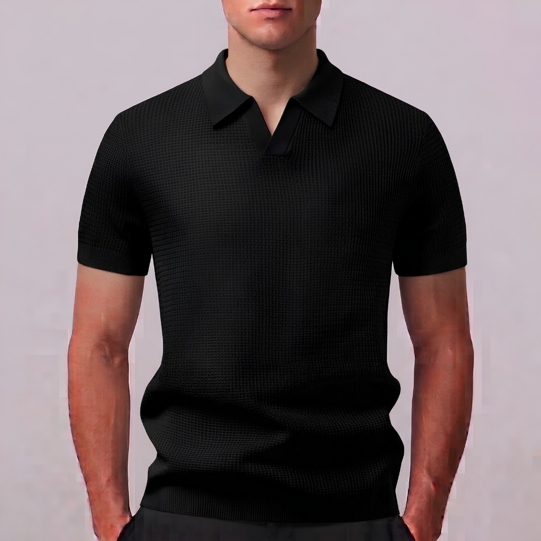RUFUS | Open-knit polo with Johnny collar
