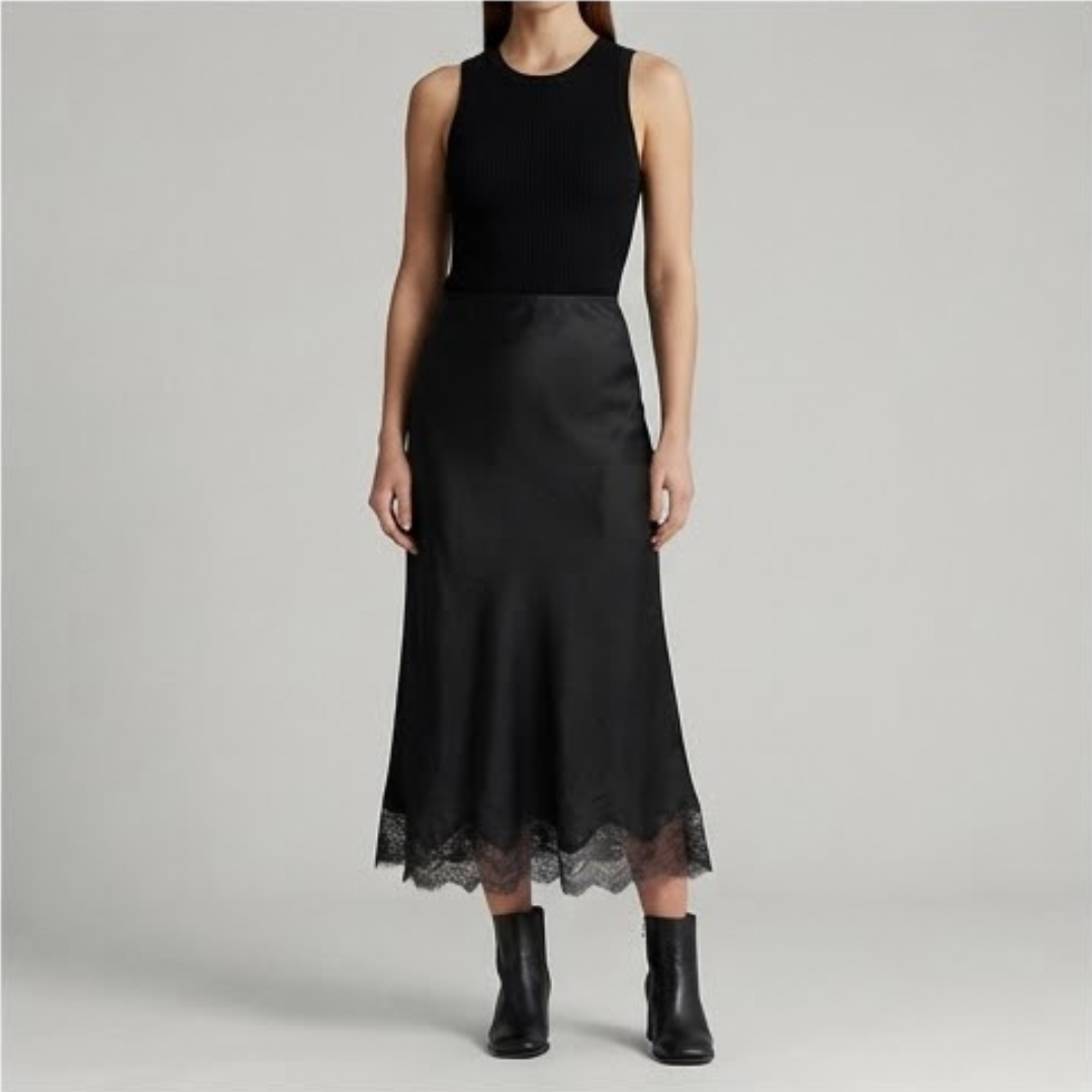 OPAL | Midi skirt with lace trim