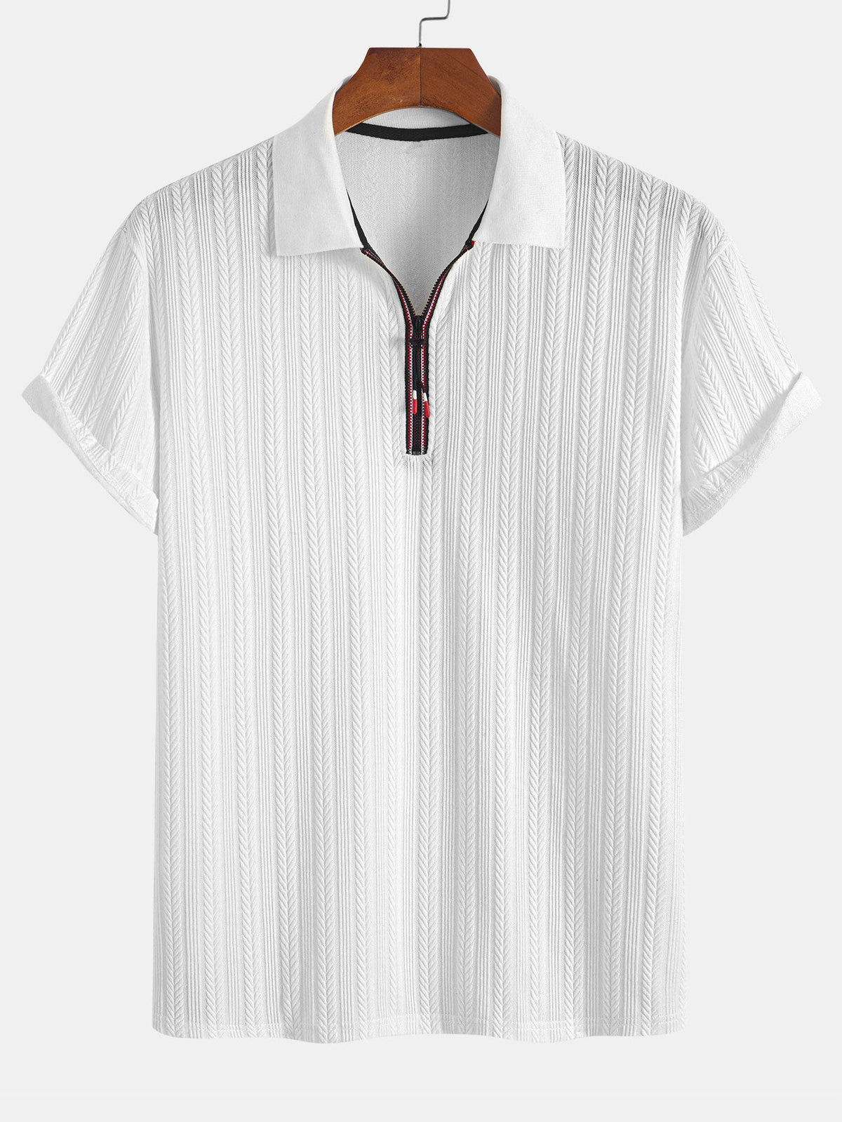 GEORGE | Polo with half-zip and herringbone texture