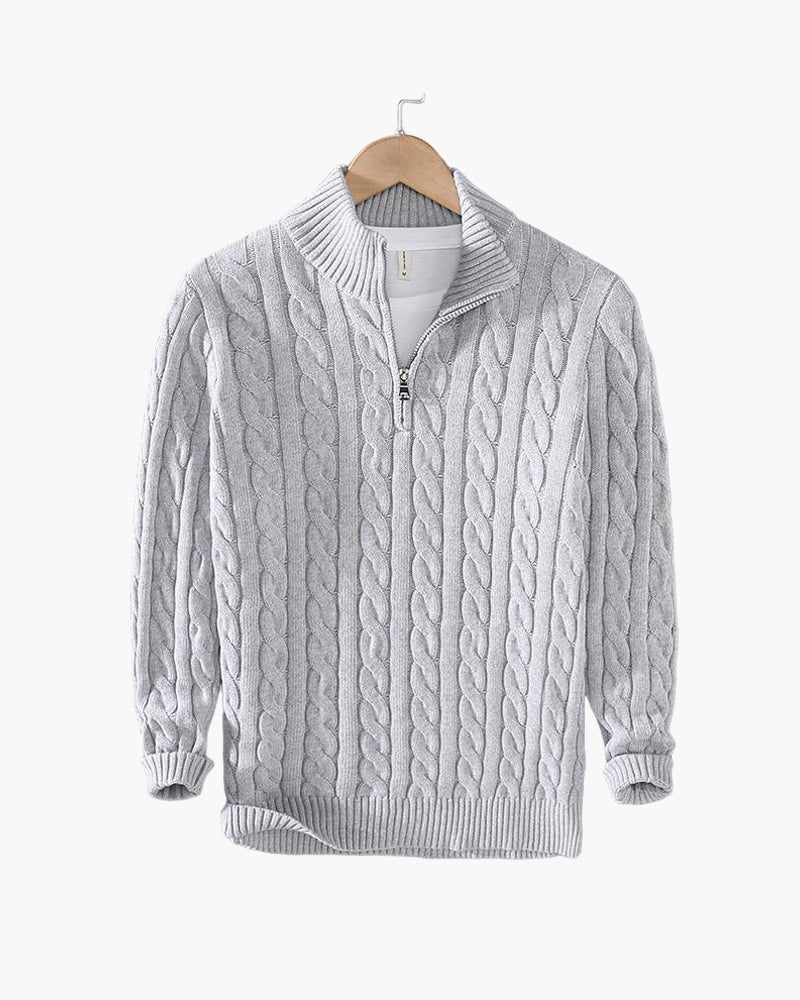 HARRY | Cable-knit sweater with quarter zip