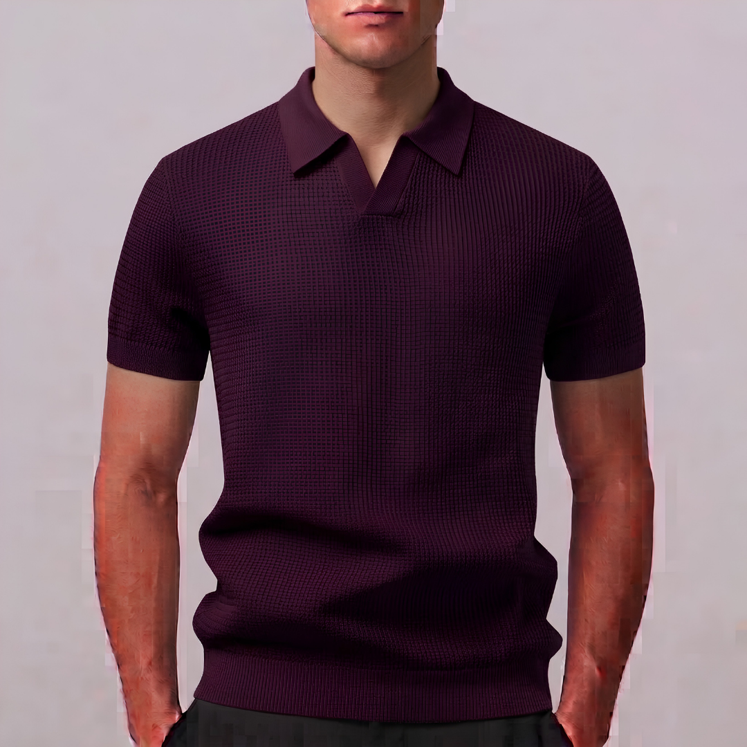RUFUS | Open-knit polo with Johnny collar