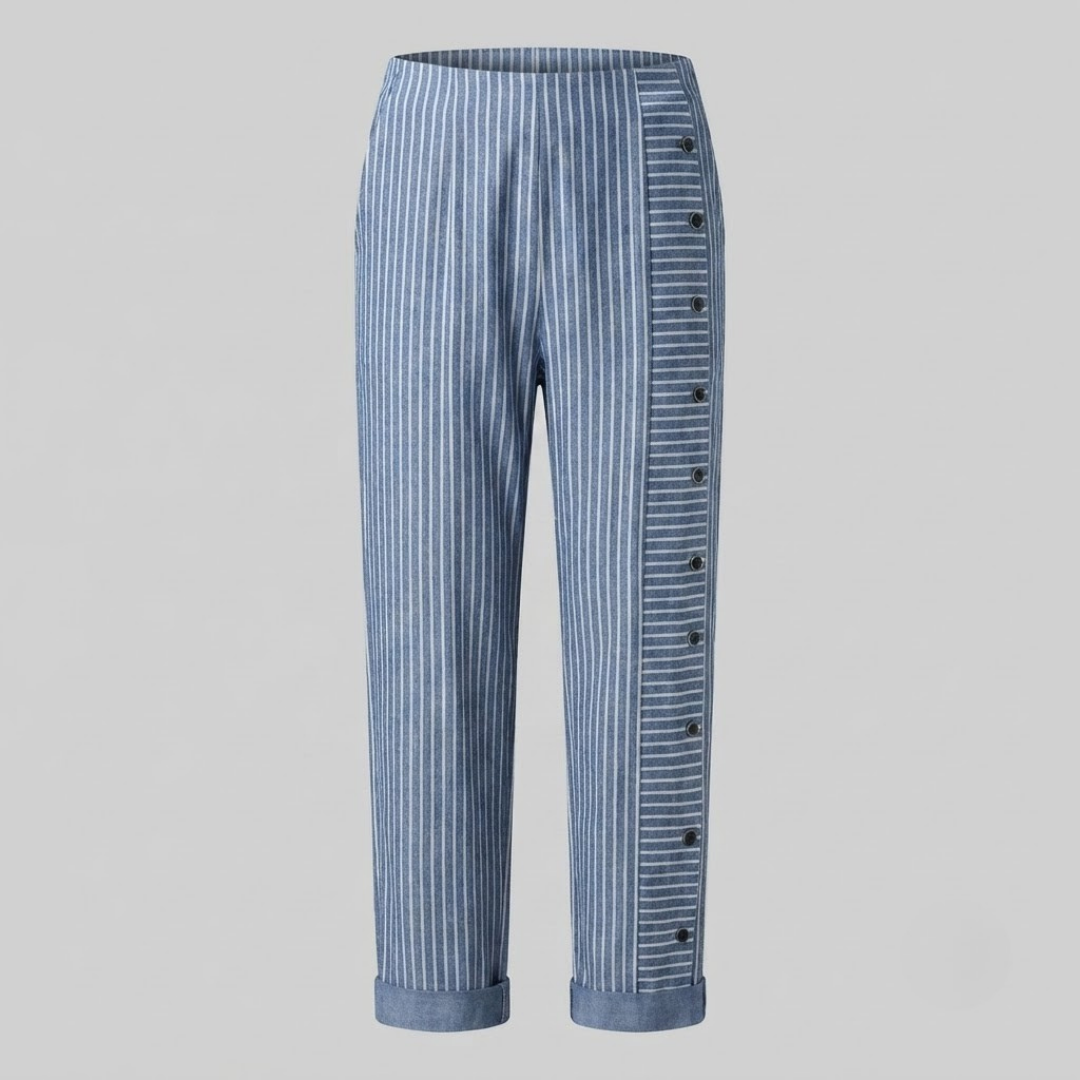 INAYA | Striped trousers with side buttons