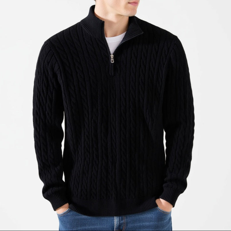 HARRY | Cable-knit sweater with quarter zip