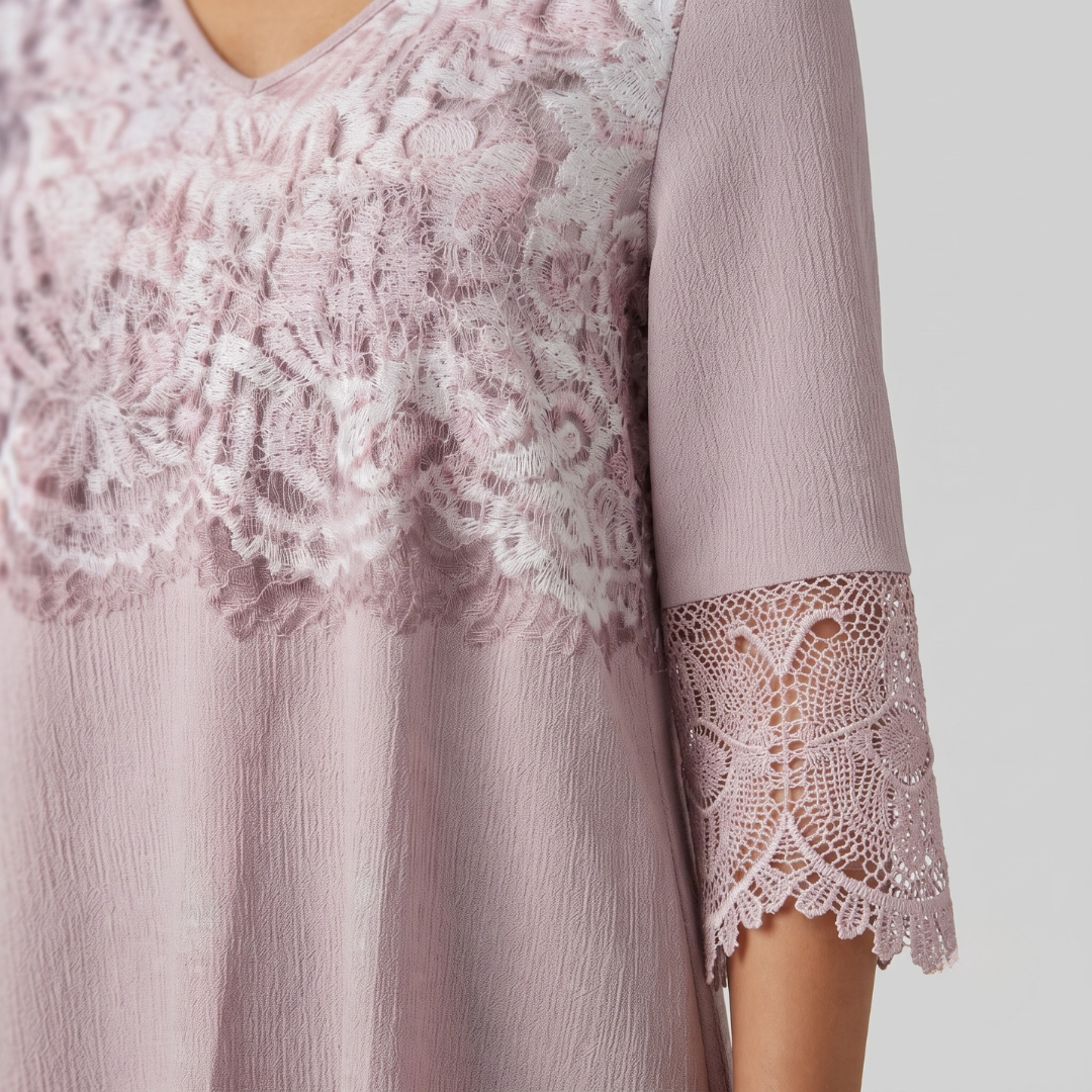 KALISTA | Midi lace dress with V-neck