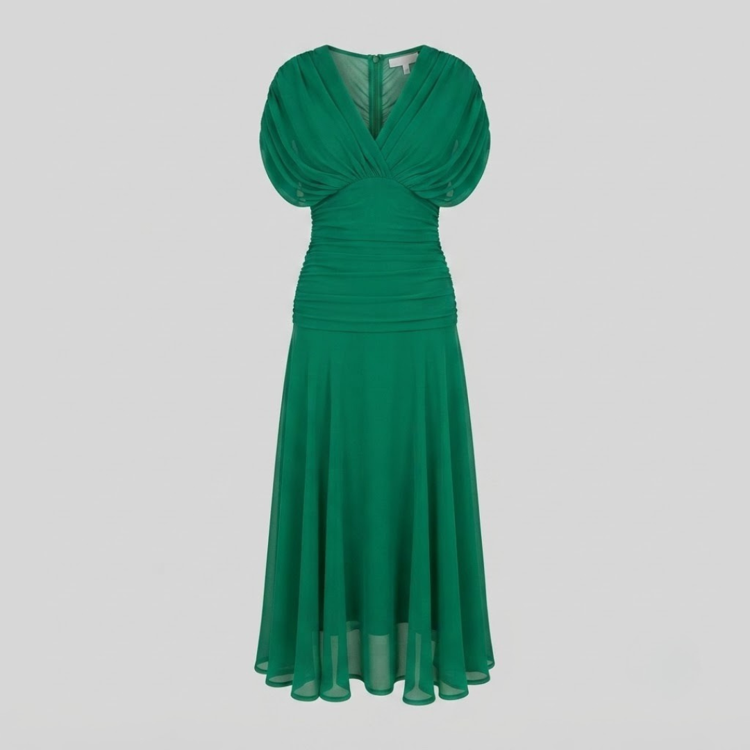 ORIANNA | Midi dress with diagonal collar