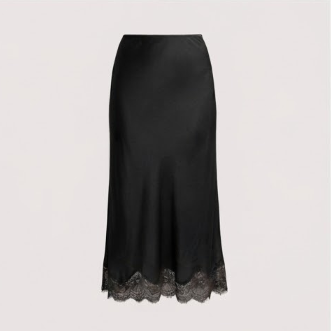 OPAL | Midi skirt with lace trim