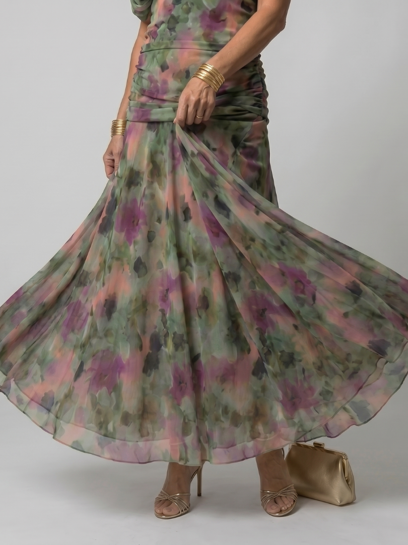AVA | Midi dress with off-shoulder neckline