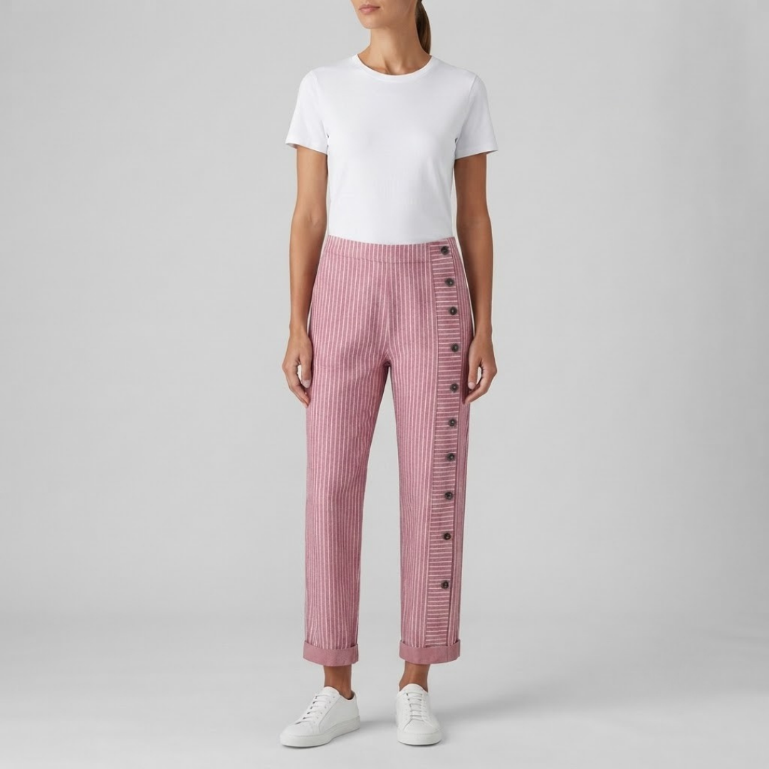 INAYA | Striped trousers with side buttons