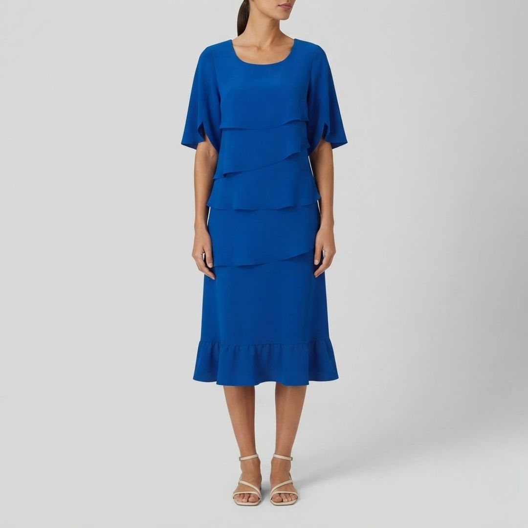 ELIZABETH | Midi dress with ruffle detail