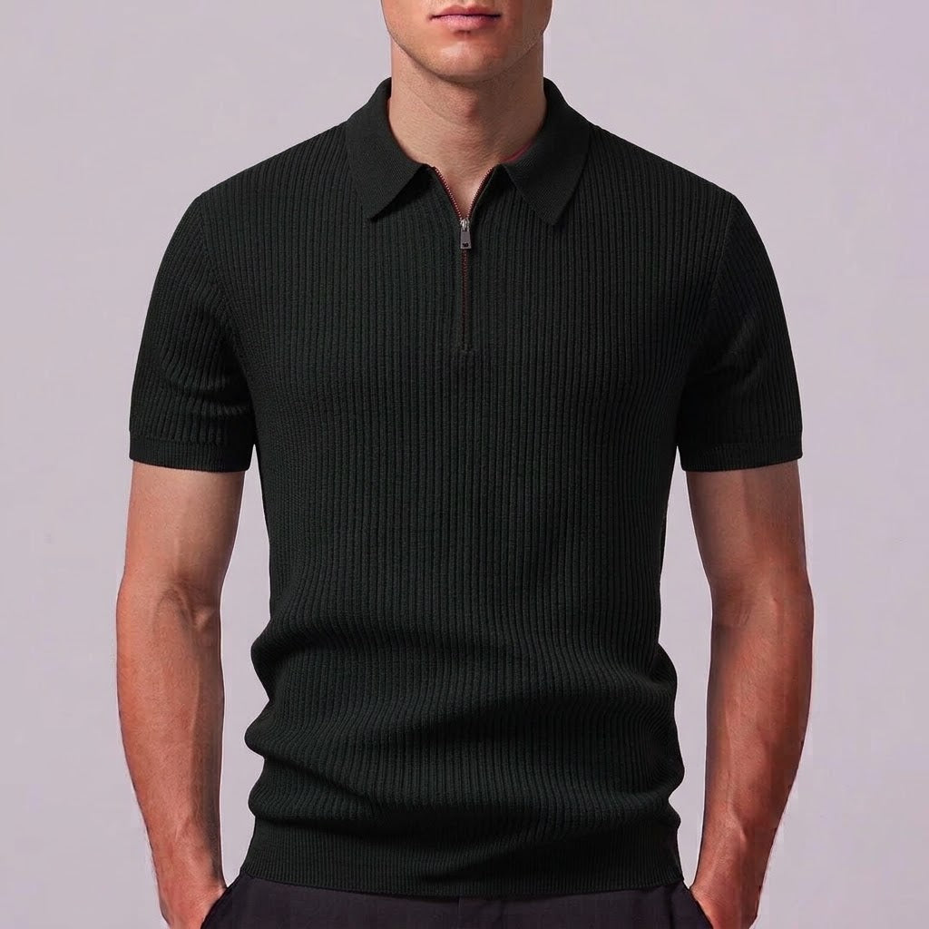LARA | Zip polo with ribbed knit