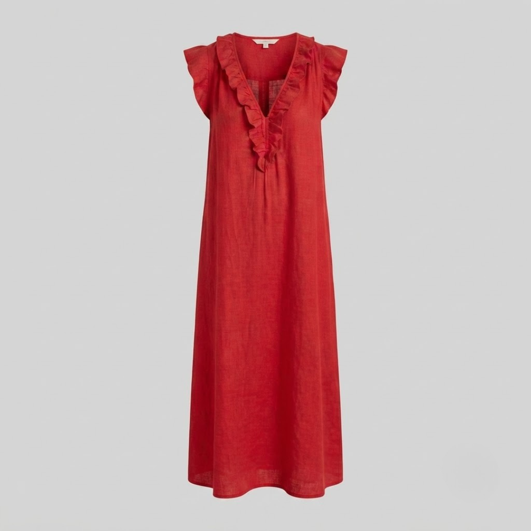 AMINA | Maxi dress with ruffle V-neck