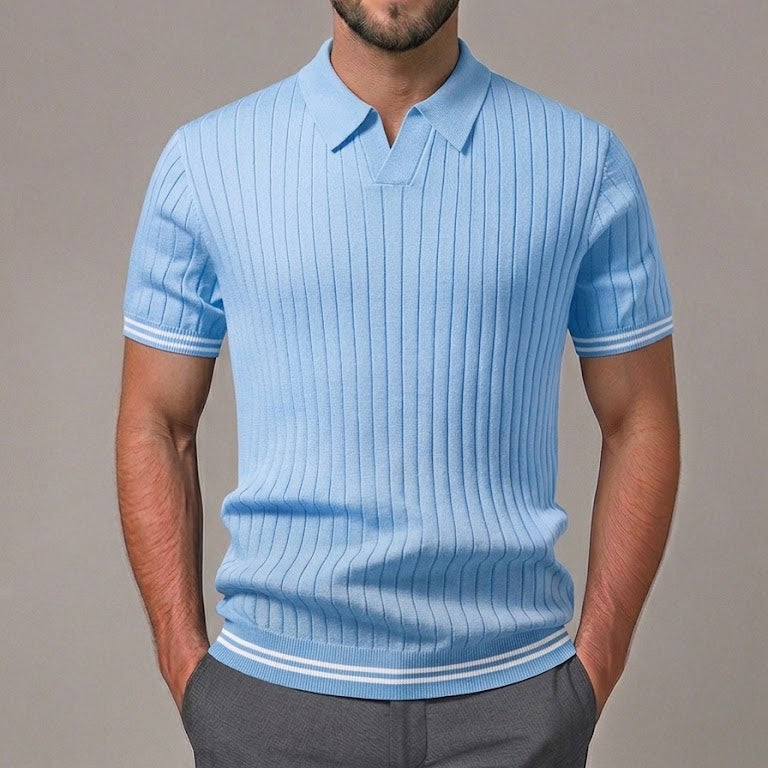 FREDDIE | Knit polo with Johnny collar