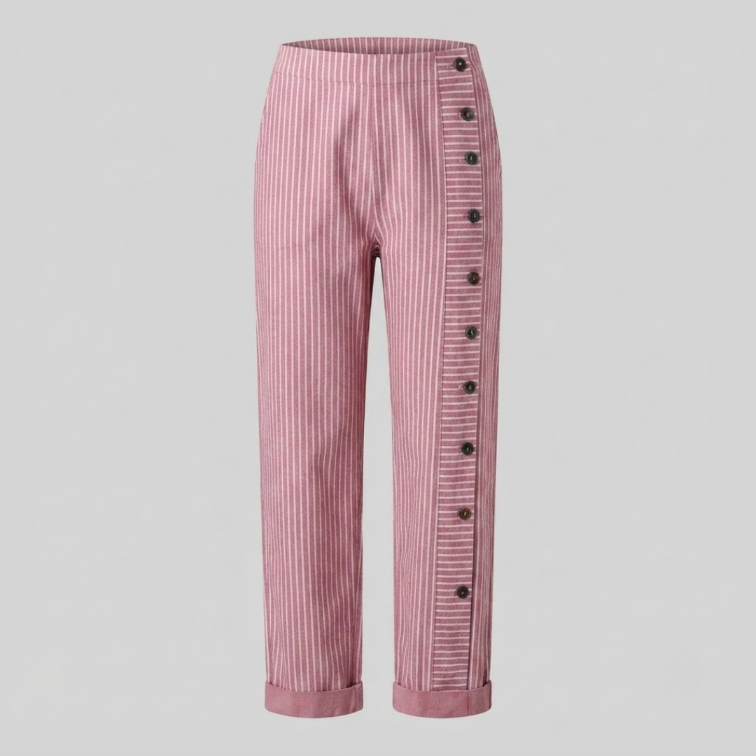 INAYA | Striped trousers with side buttons