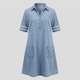 ASHLY | Denim dress with button neckline