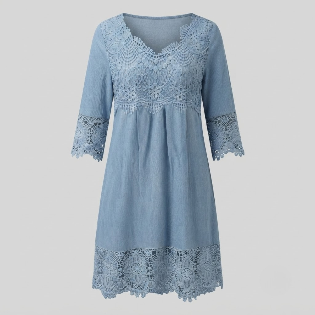 KALISTA | Midi lace dress with V-neck