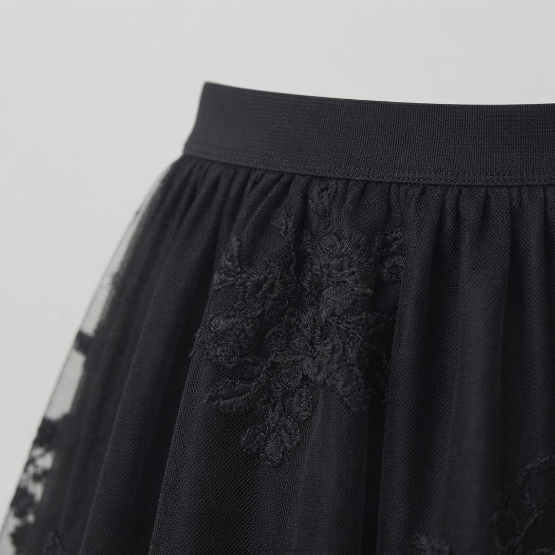 POPPY | Midi skirt with floral tulle
