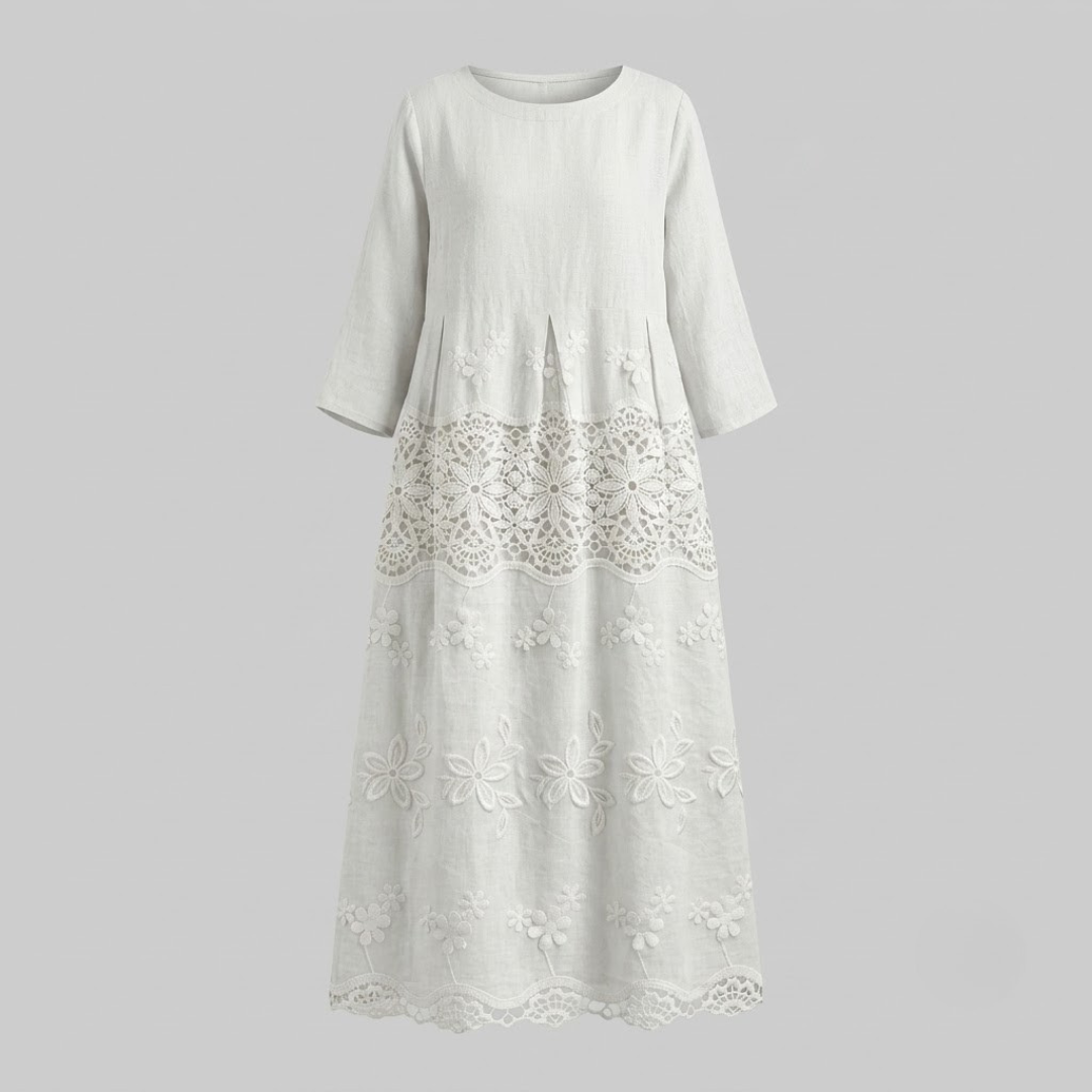 ZENAIDA | Midi dress with lace detailing