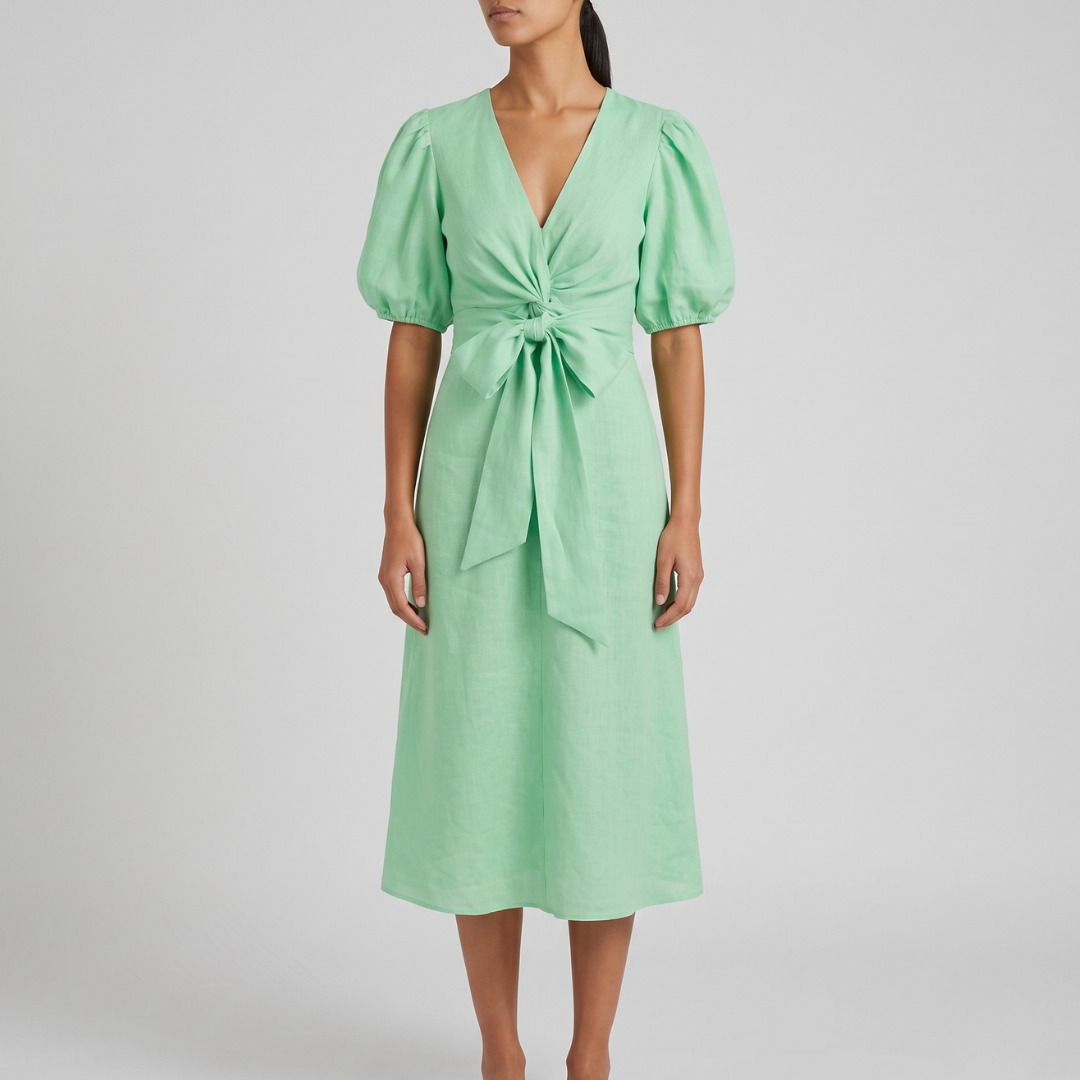SIENA | Midi dress with puff sleeves