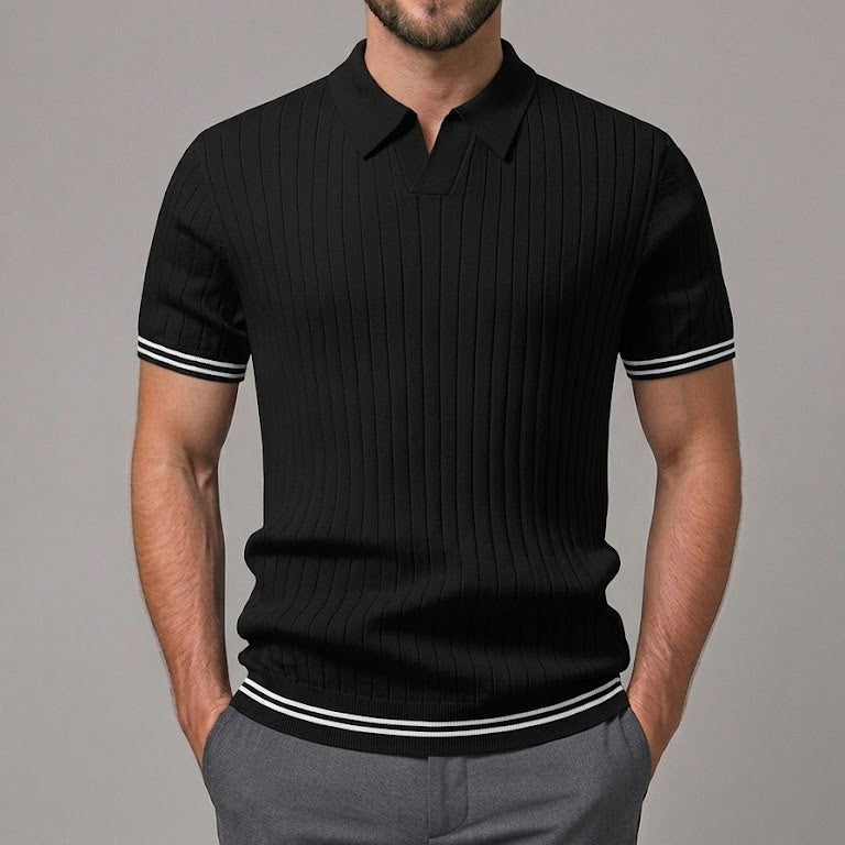 FREDDIE | Knit polo with Johnny collar