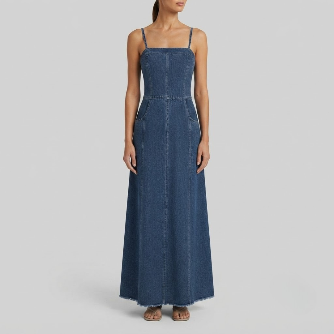 OLIVIA | Maxi dress with acid-wash finish