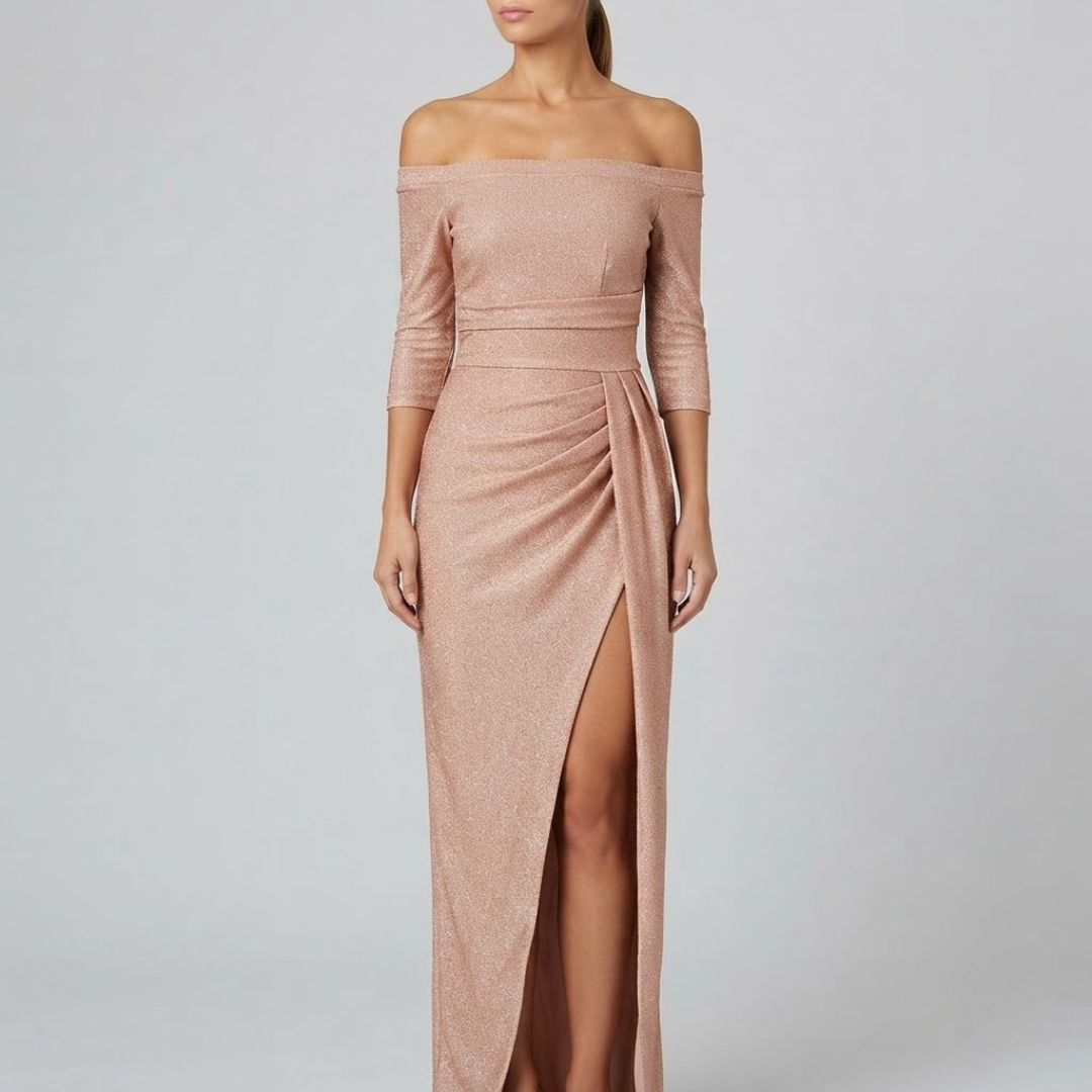 EIRIAN | Maxi dress with off-shoulder neckline