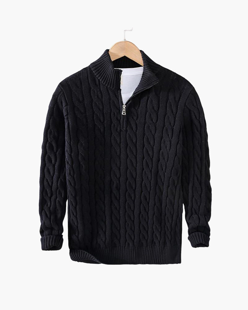 HARRY | Cable-knit sweater with quarter zip