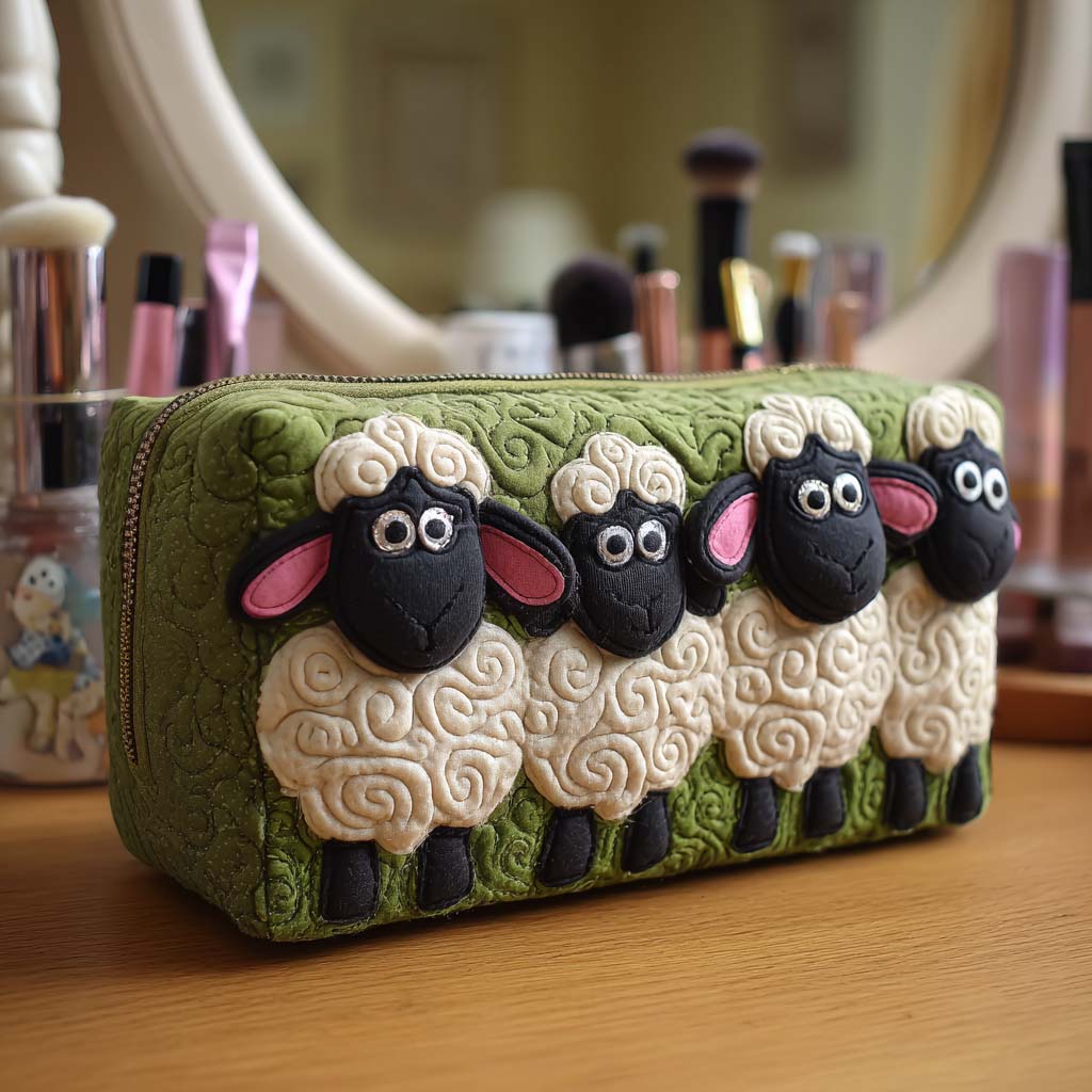 LILY | Cosmetic bag with quilted embroidery