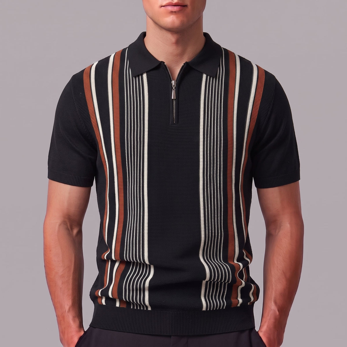 LIAM | Knit polo with quarter-zip