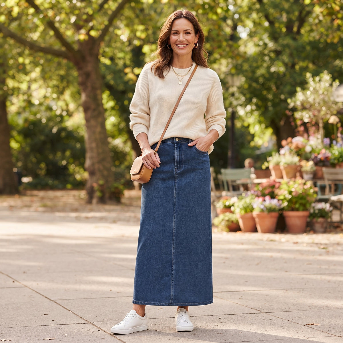 HARPER | Midi skirt with classic denim look