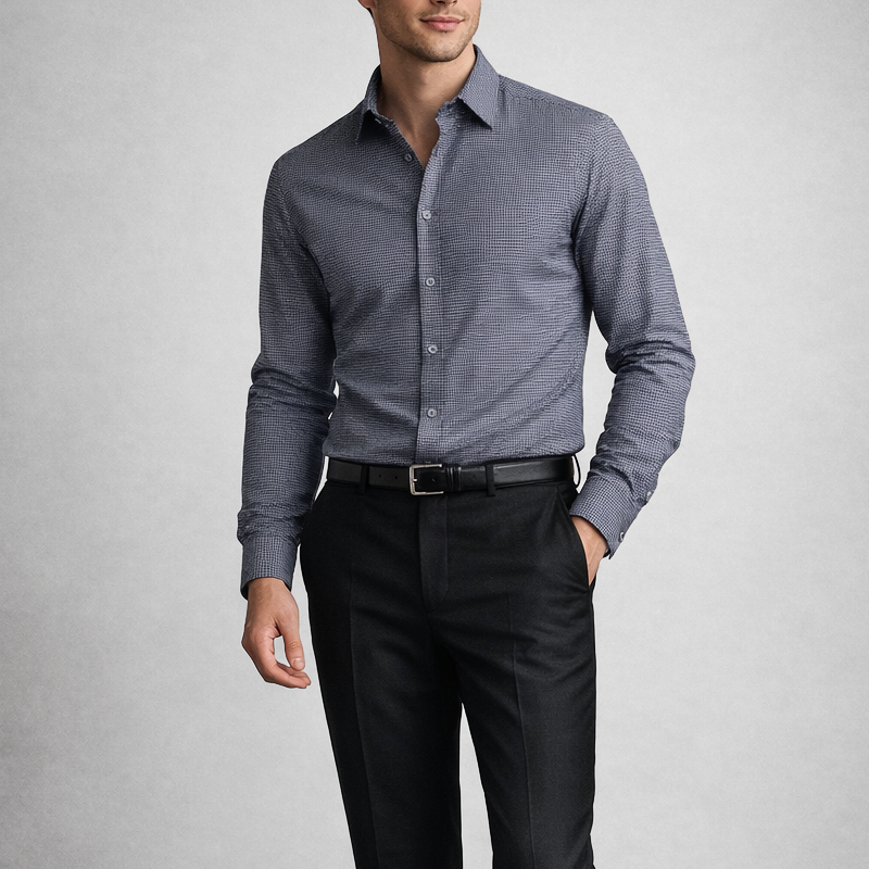 KINGSMERE | Shirt with micro houndstooth pattern